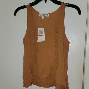 Hippie Rose Tan Sleeveless Tank Top